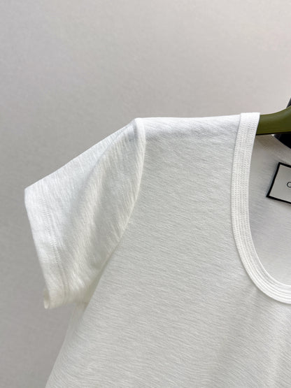 26ss Hardware-decorated U-neck T-shirt