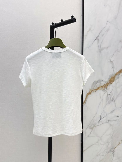 26ss Hardware-decorated U-neck T-shirt