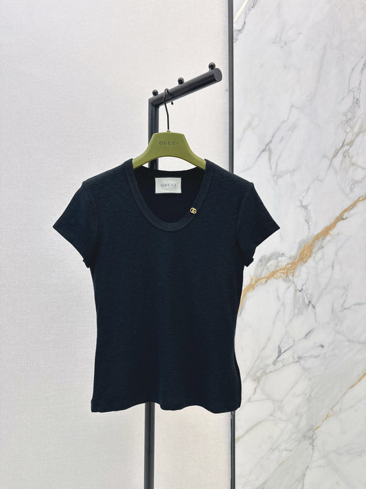 26ss Hardware-decorated U-neck T-shirt