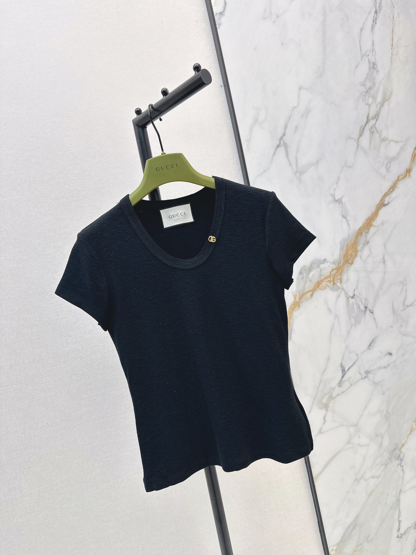 26ss Hardware-decorated U-neck T-shirt