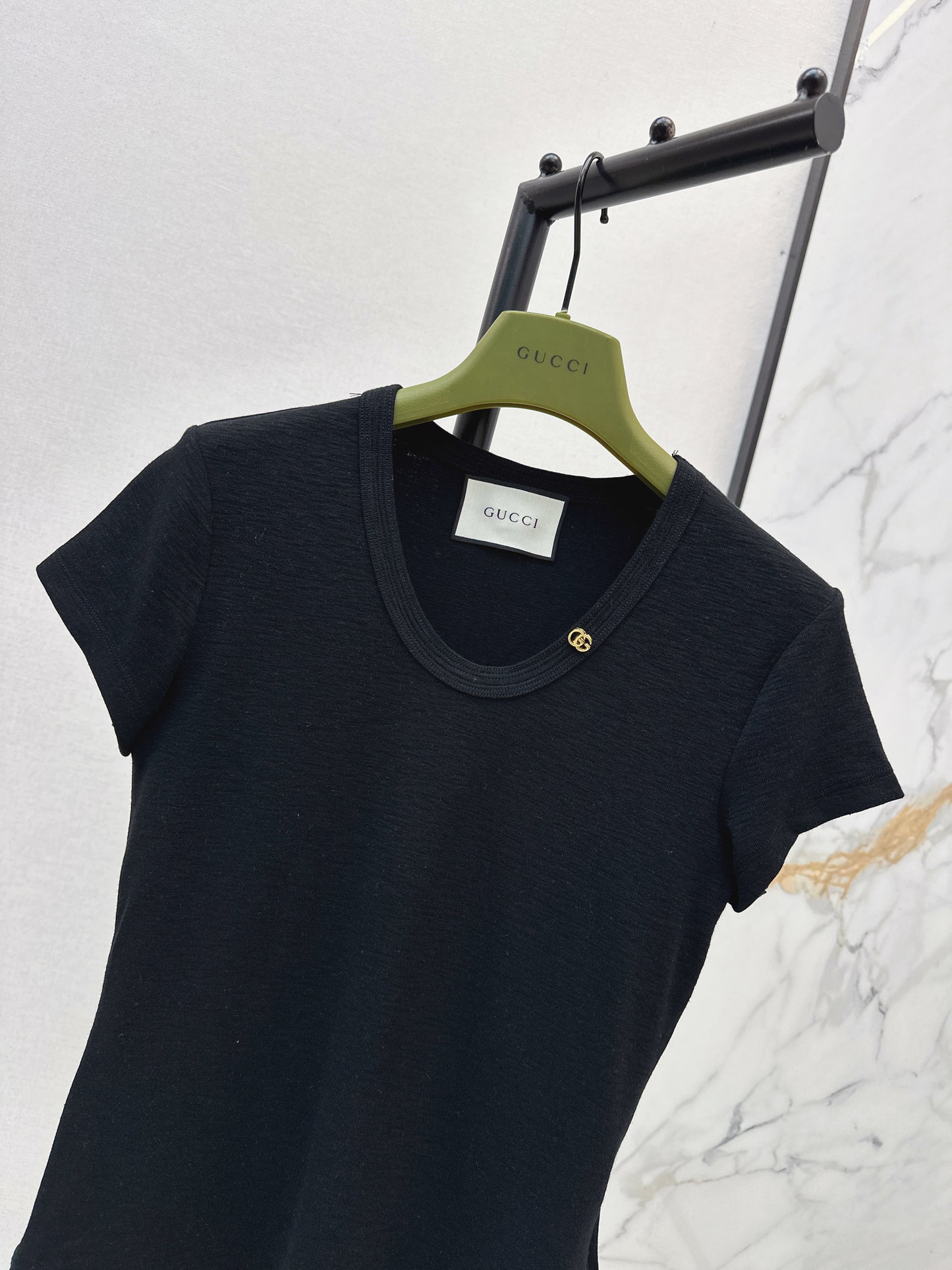 26ss Hardware-decorated U-neck T-shirt