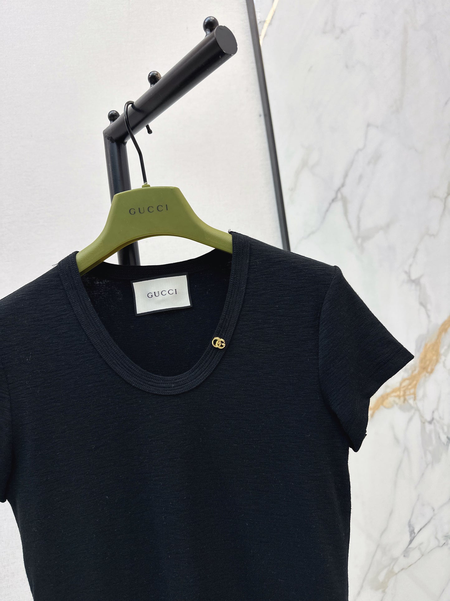 26ss Hardware-decorated U-neck T-shirt