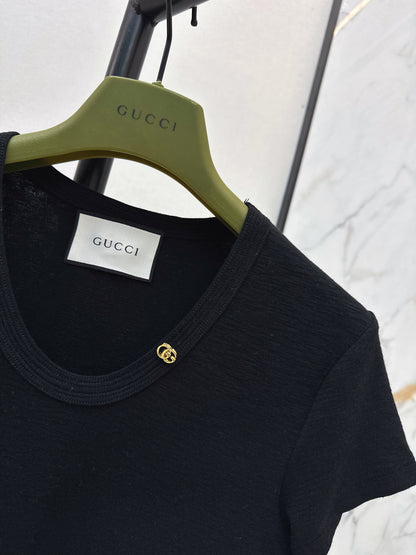 26ss Hardware-decorated U-neck T-shirt