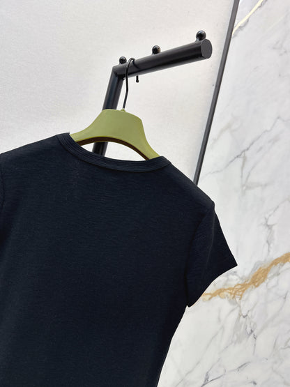 26ss Hardware-decorated U-neck T-shirt