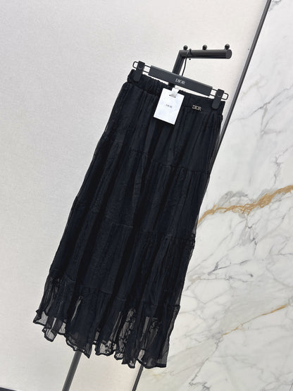 26ss Metal-embellished mesh maxi skirt
