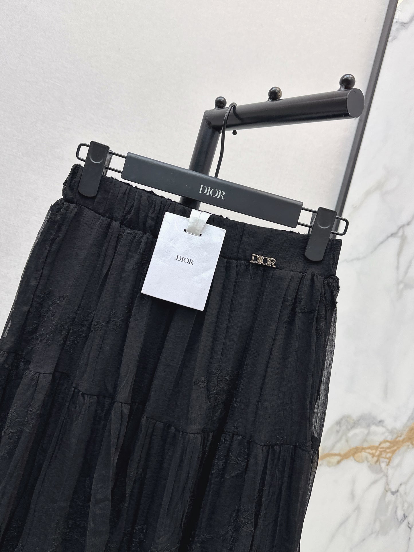 26ss Metal-embellished mesh maxi skirt