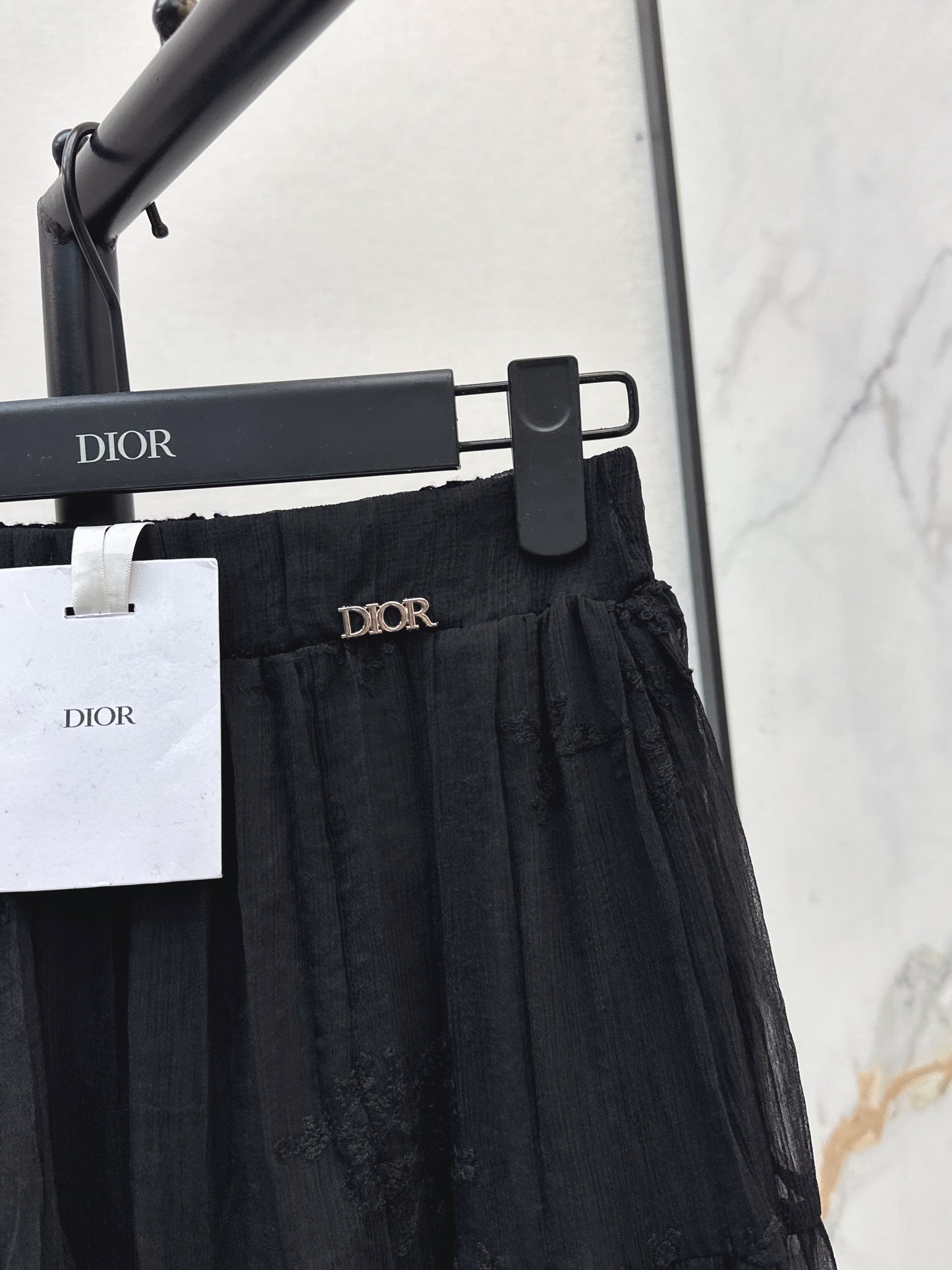 26ss Metal-embellished mesh maxi skirt
