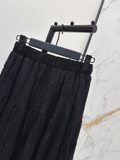 26ss Metal-embellished mesh maxi skirt