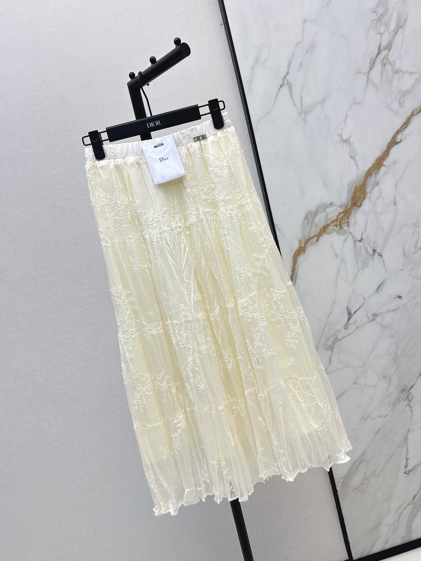 26ss Metal-embellished mesh maxi skirt