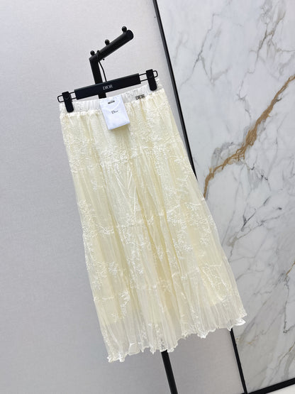 26ss Metal-embellished mesh maxi skirt
