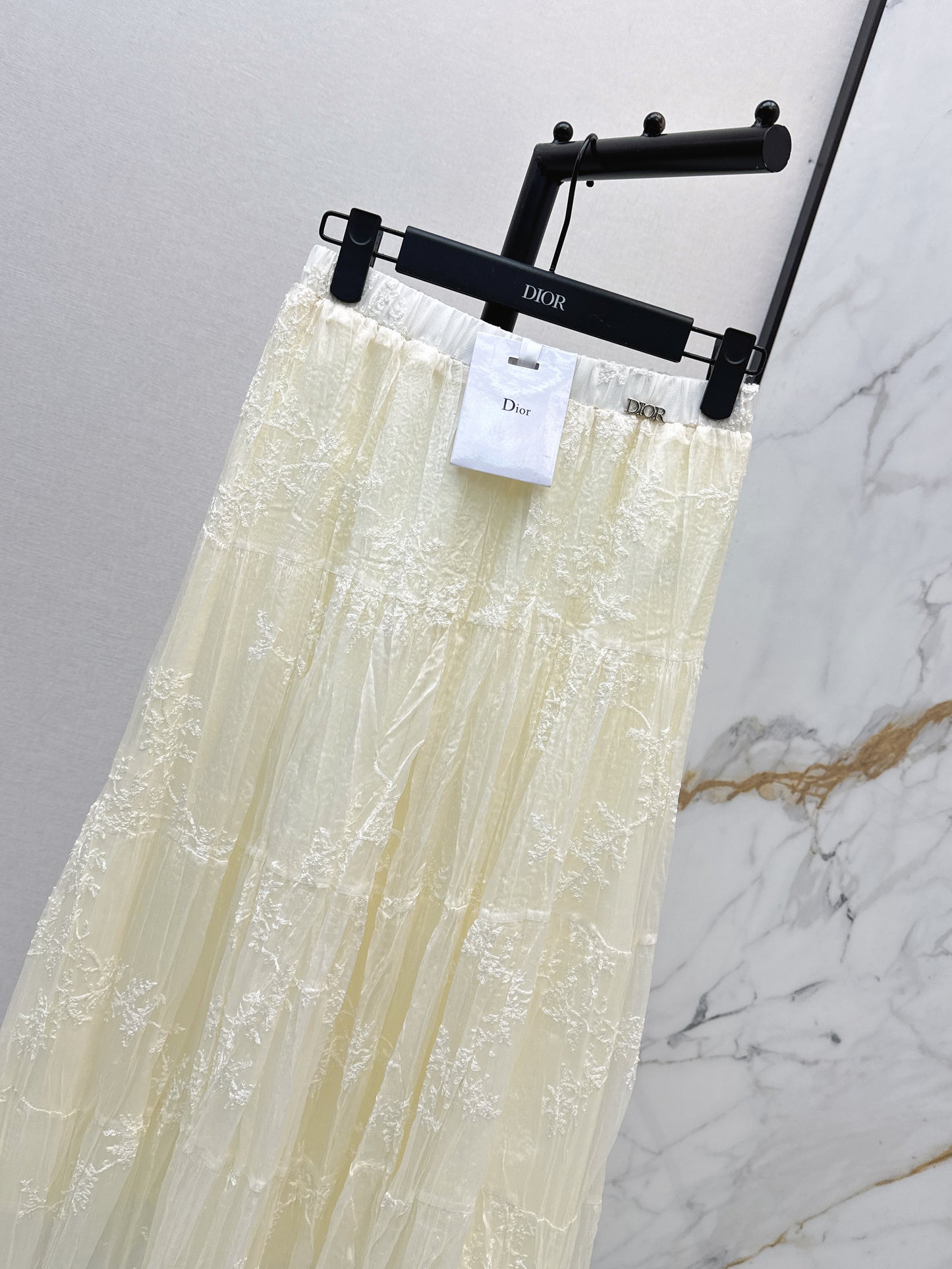 26ss Metal-embellished mesh maxi skirt