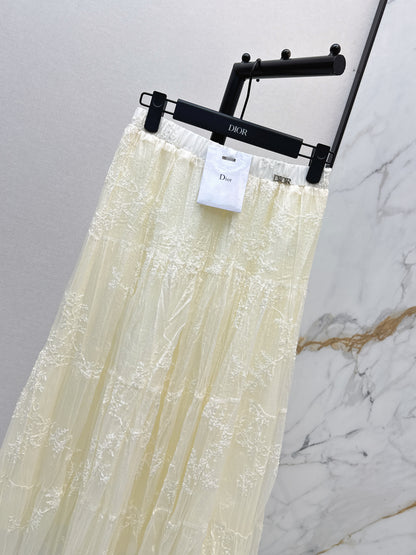 26ss Metal-embellished mesh maxi skirt
