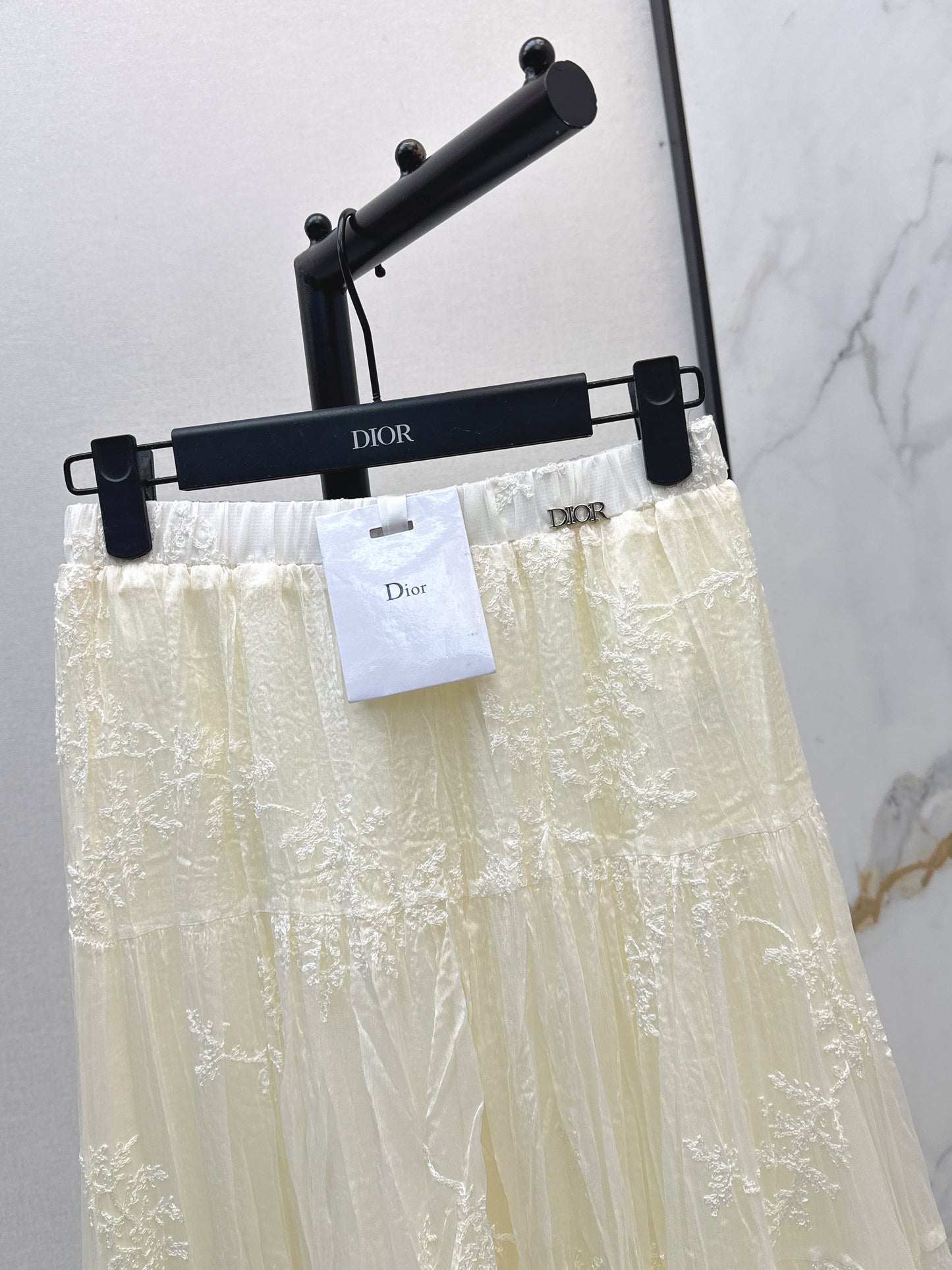 26ss Metal-embellished mesh maxi skirt