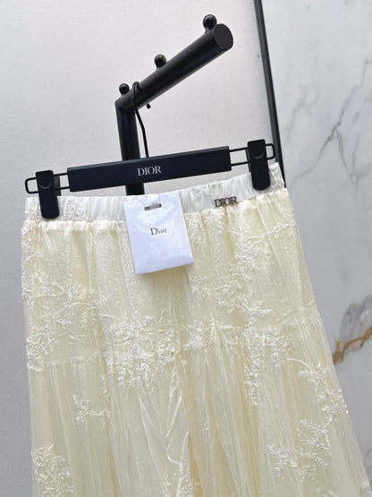 26ss Metal-embellished mesh maxi skirt