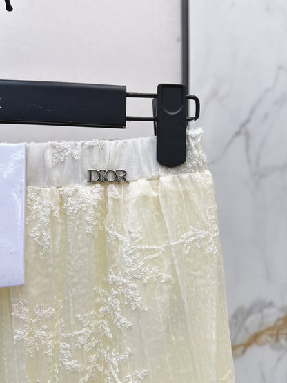 26ss Metal-embellished mesh maxi skirt