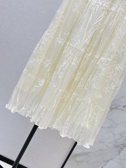 26ss Metal-embellished mesh maxi skirt