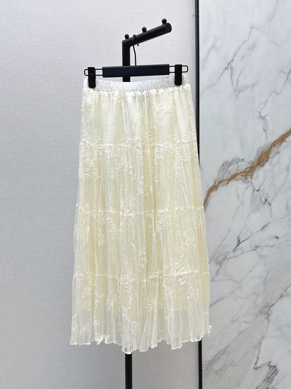 26ss Metal-embellished mesh maxi skirt
