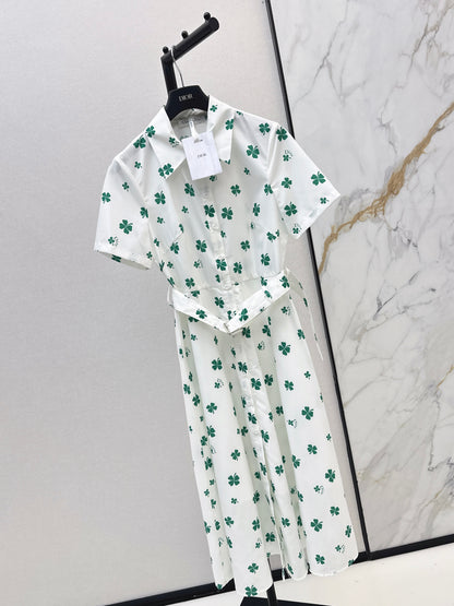 26ss Four-leaf clover maxi dress