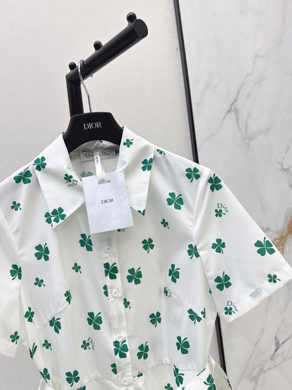 26ss Four-leaf clover maxi dress