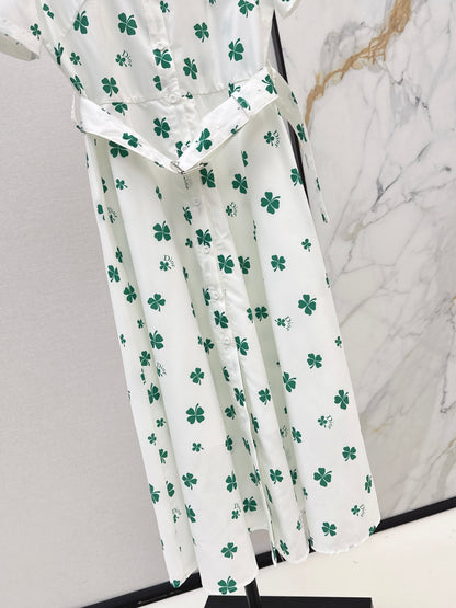 26ss Four-leaf clover maxi dress