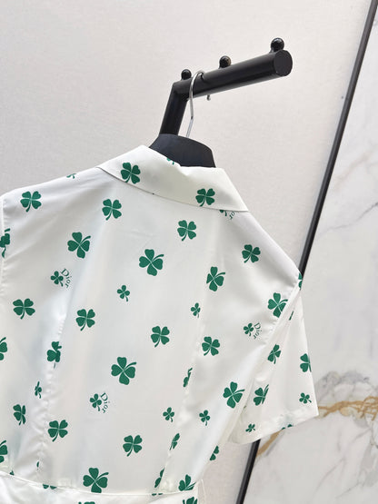26ss Four-leaf clover maxi dress