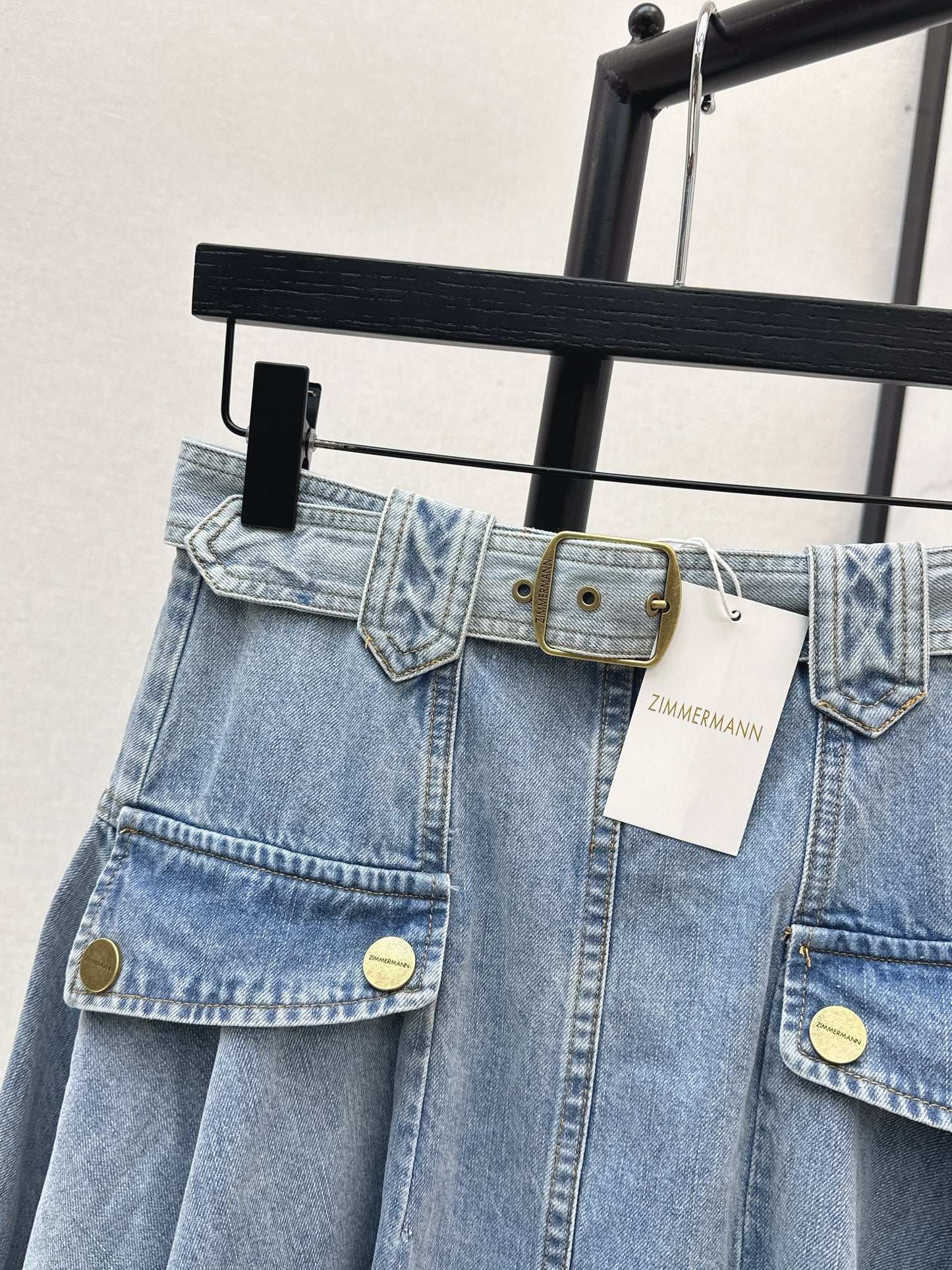 26ss Workwear-style denim maxi skirt