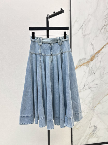 26ss Workwear-style denim maxi skirt