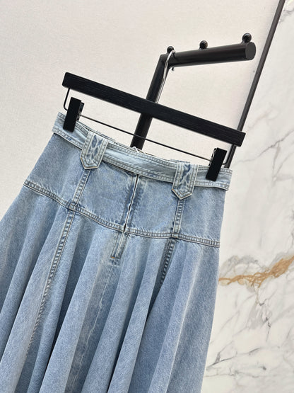 26ss Workwear-style denim maxi skirt