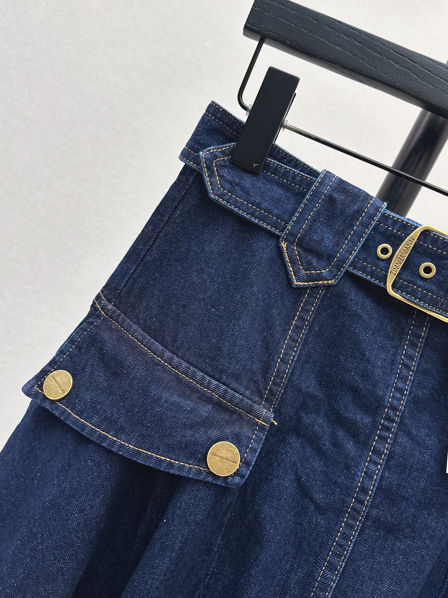 26ss Workwear-style denim maxi skirt