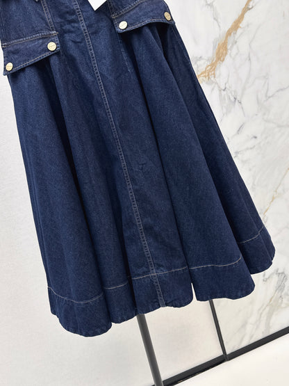26ss Workwear-style denim maxi skirt
