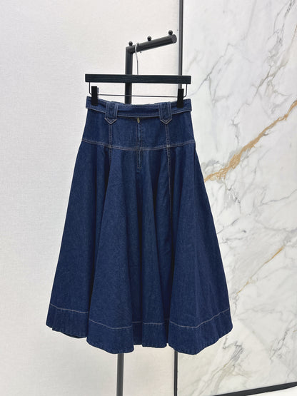26ss Workwear-style denim maxi skirt