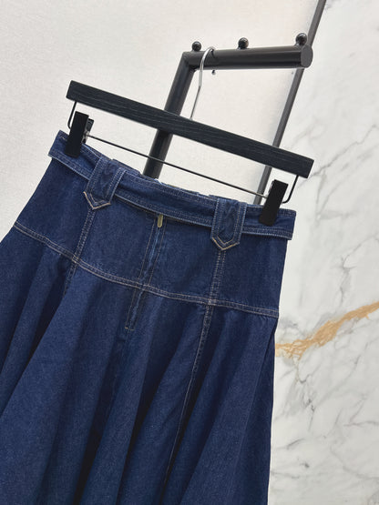 26ss Workwear-style denim maxi skirt