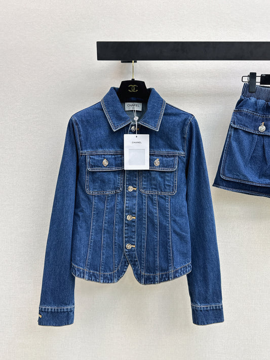 26ss Denim Jacket with a cinched waist