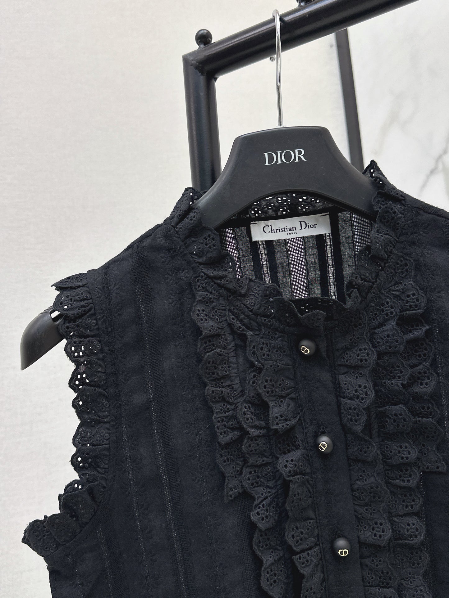 26ss Embroidered Ruffled Trim Vest
