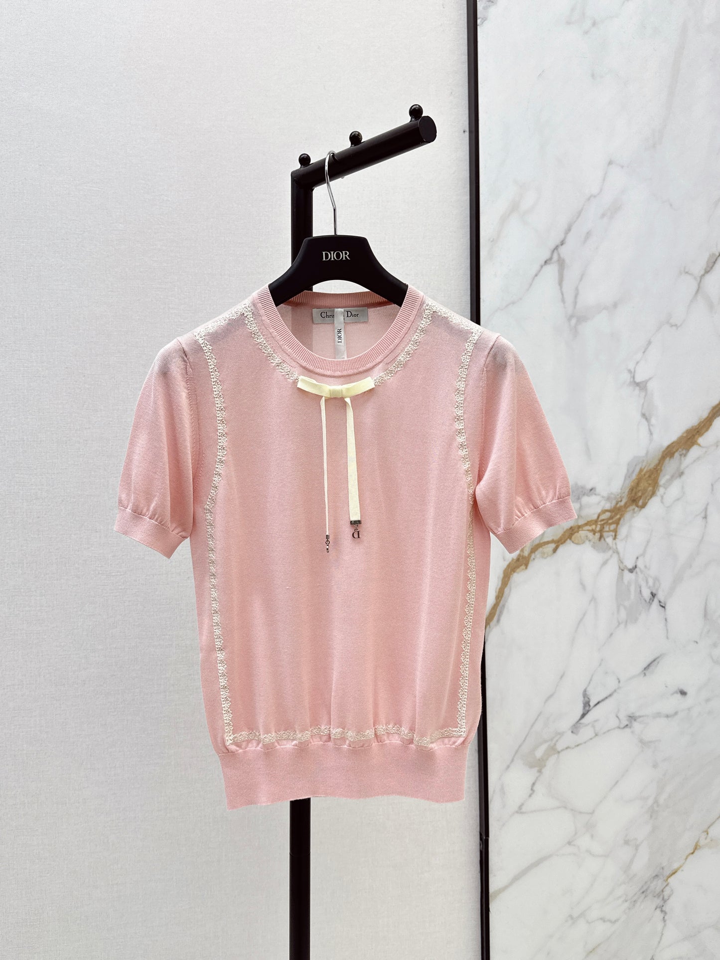 26ss Bow-tie collar knit T-shirt