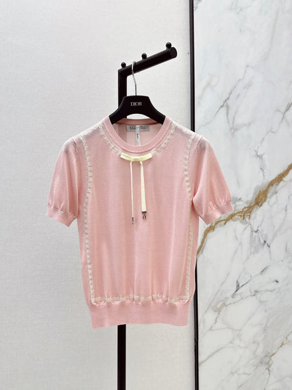 26ss Bow-tie collar knit T-shirt
