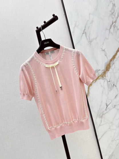 26ss Bow-tie collar knit T-shirt