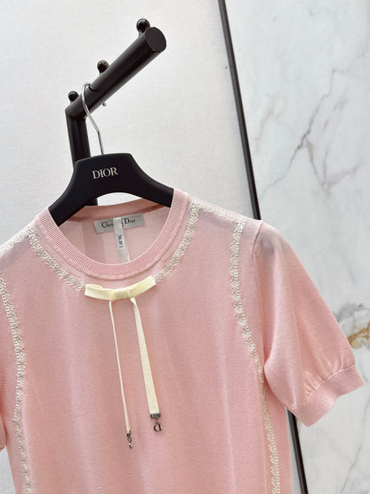26ss Bow-tie collar knit T-shirt