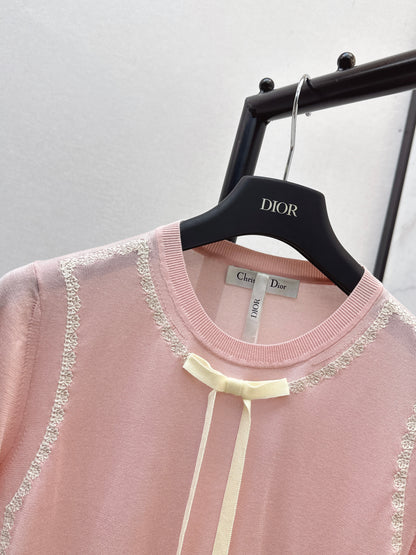 26ss Bow-tie collar knit T-shirt