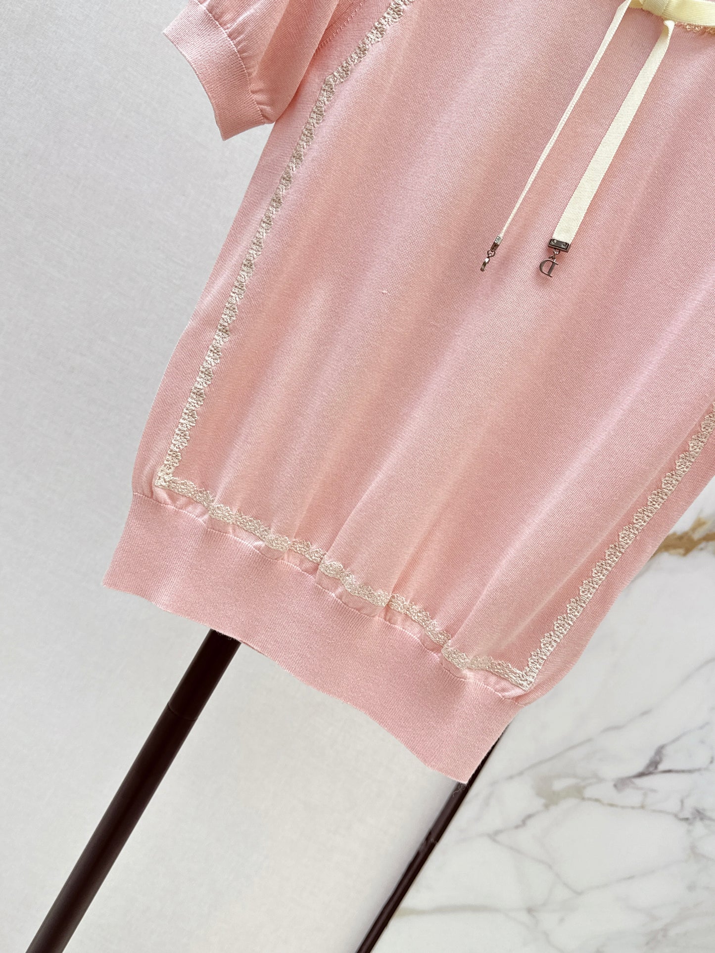 26ss Bow-tie collar knit T-shirt