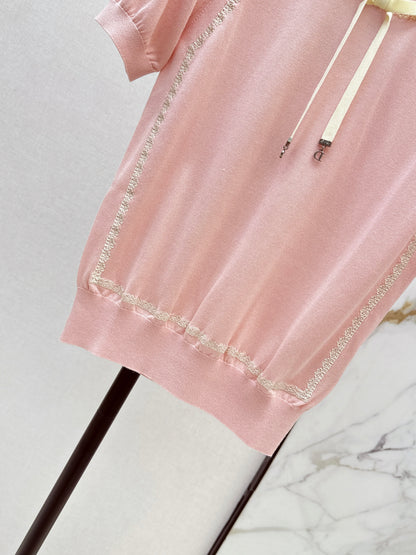 26ss Bow-tie collar knit T-shirt