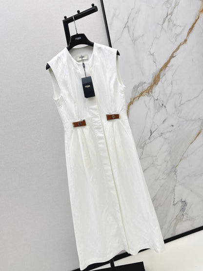 26ss Double-sided leather buckle dress
