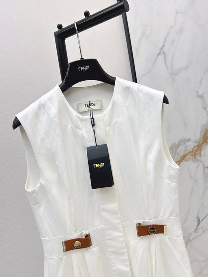 26ss Double-sided leather buckle dress