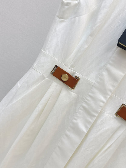 26ss Double-sided leather buckle dress