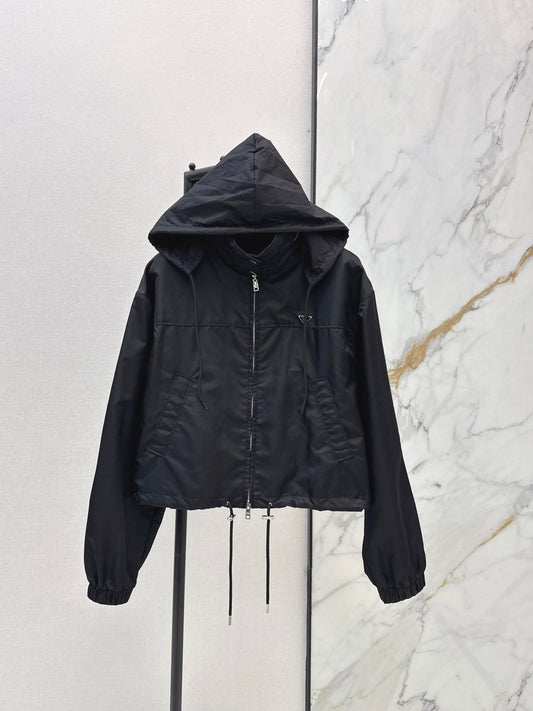 26ss Triangle logo hooded nylon jacket