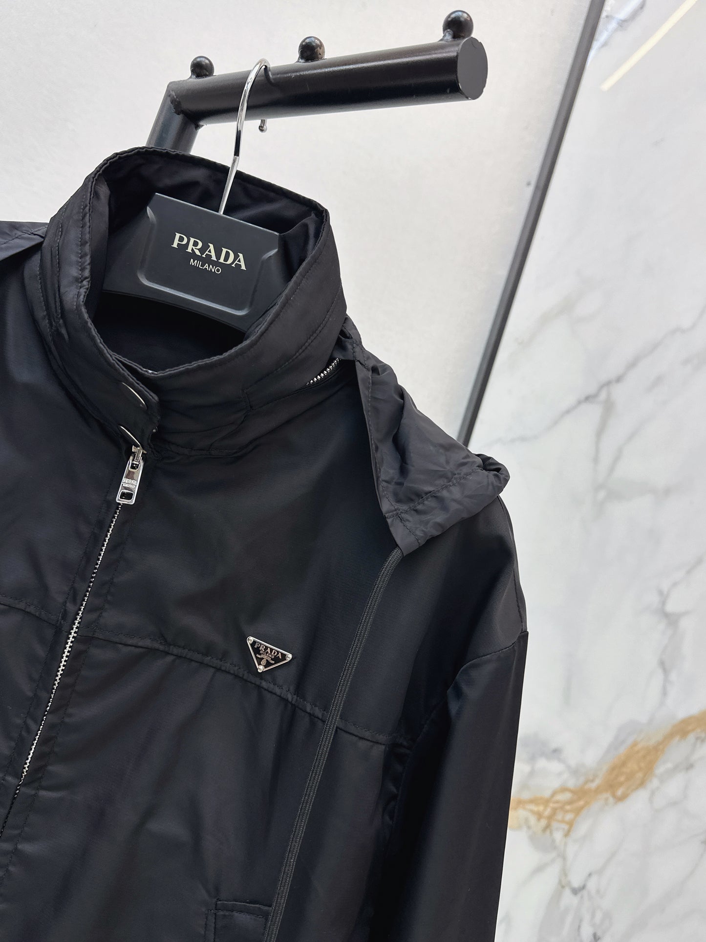 26ss Triangle logo hooded nylon jacket