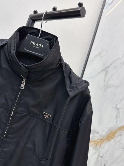 26ss Triangle logo hooded nylon jacket