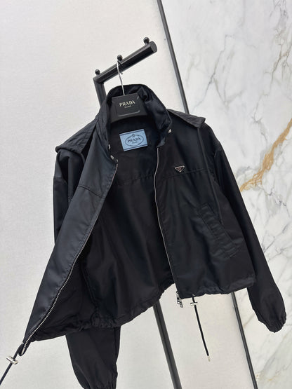 26ss Triangle logo hooded nylon jacket