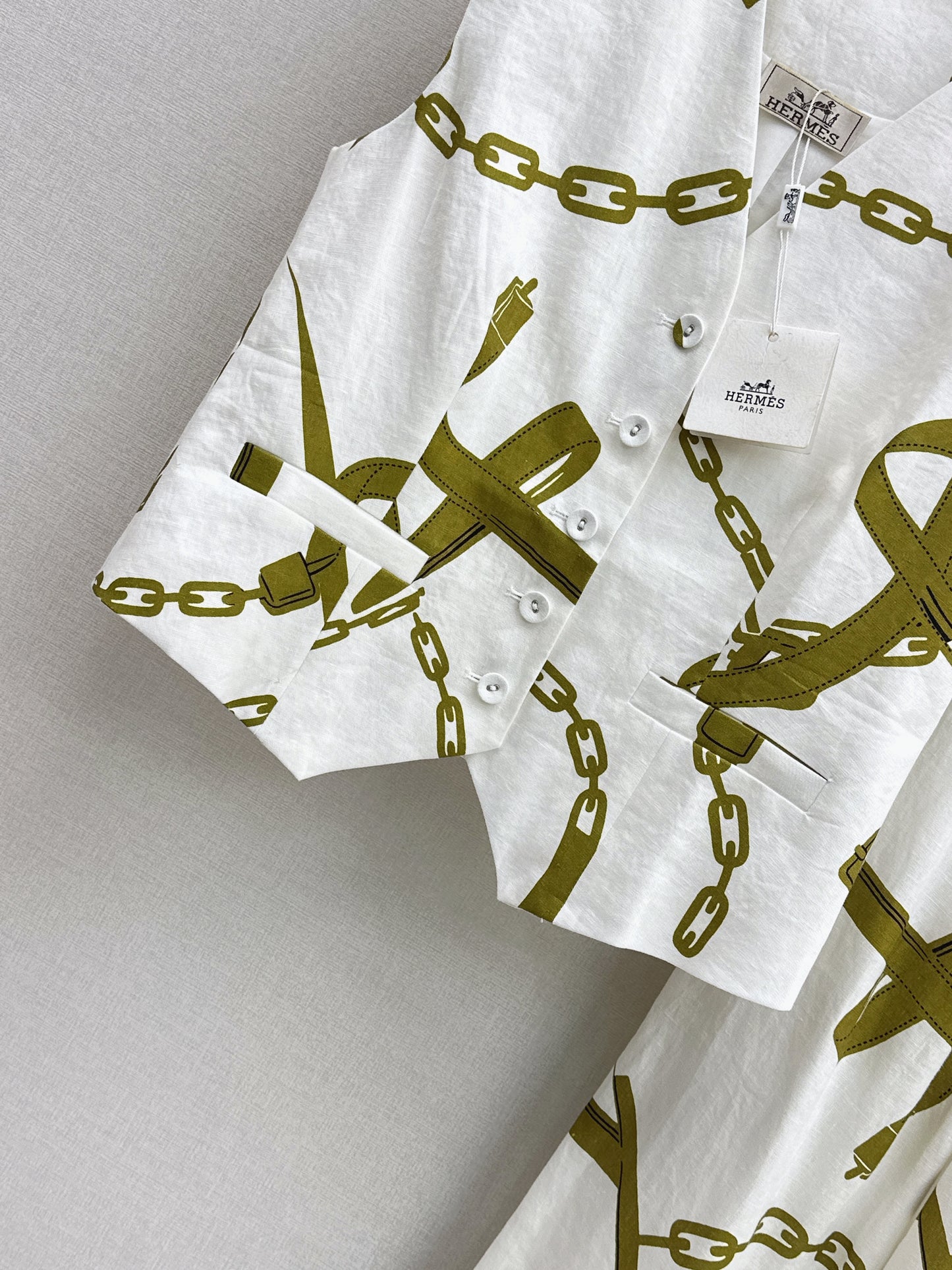 26ss Chain-print vest /straight-leg trousers