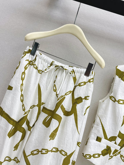 26ss Chain-print vest /straight-leg trousers